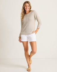 Cedar Linen Long-Sleeve Bateau-Neck Sweater - Natural