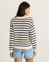 Pebblestone Bay Stripe Crew Sweater - Coconut