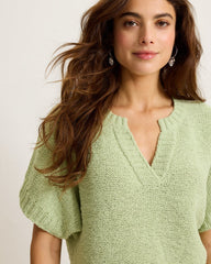 Harbor Pebble French-Sleeve Sweater - Extra Light Margarita