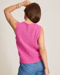 Harbor Pebble Cotton-Blend Sweater Tank - Very Berry