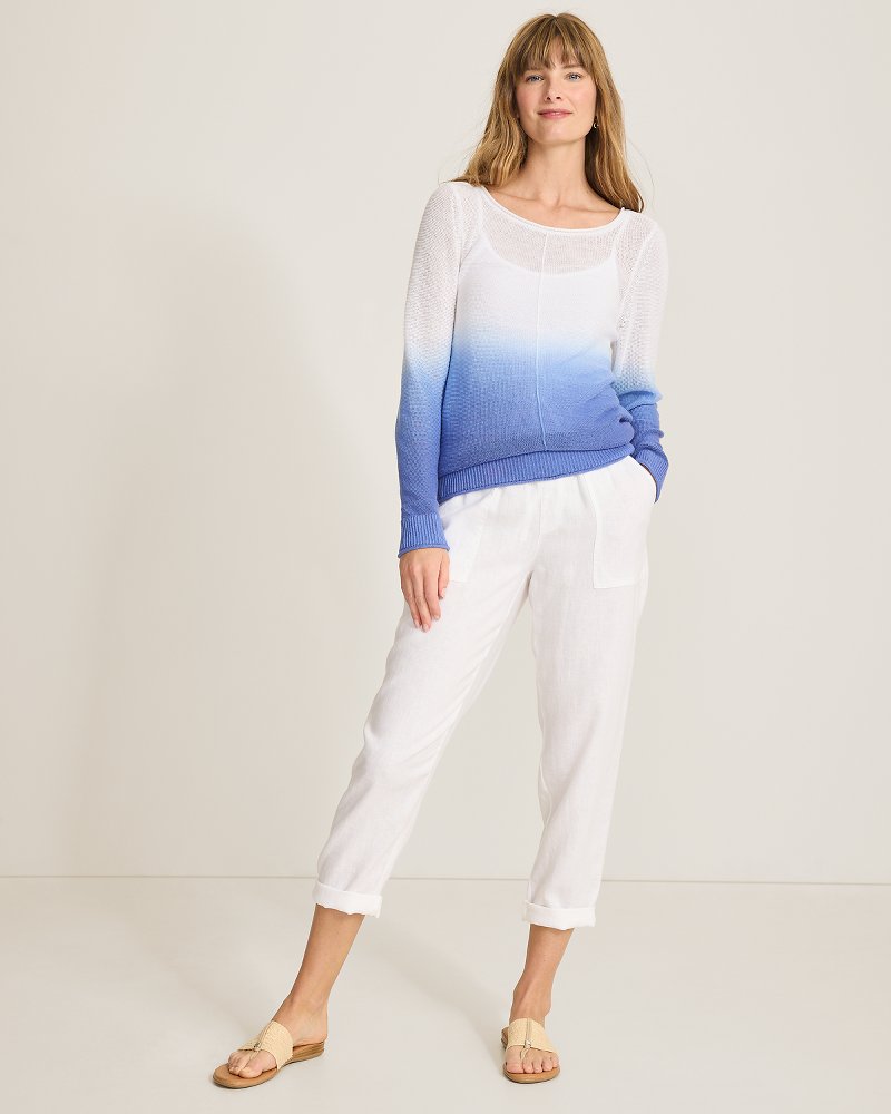 Cedar Linen Ombré Bateau-Neck Sweater - Blue Cove