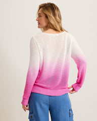 Cedar Linen Ombré Bateau-Neck Sweater - Very Berry