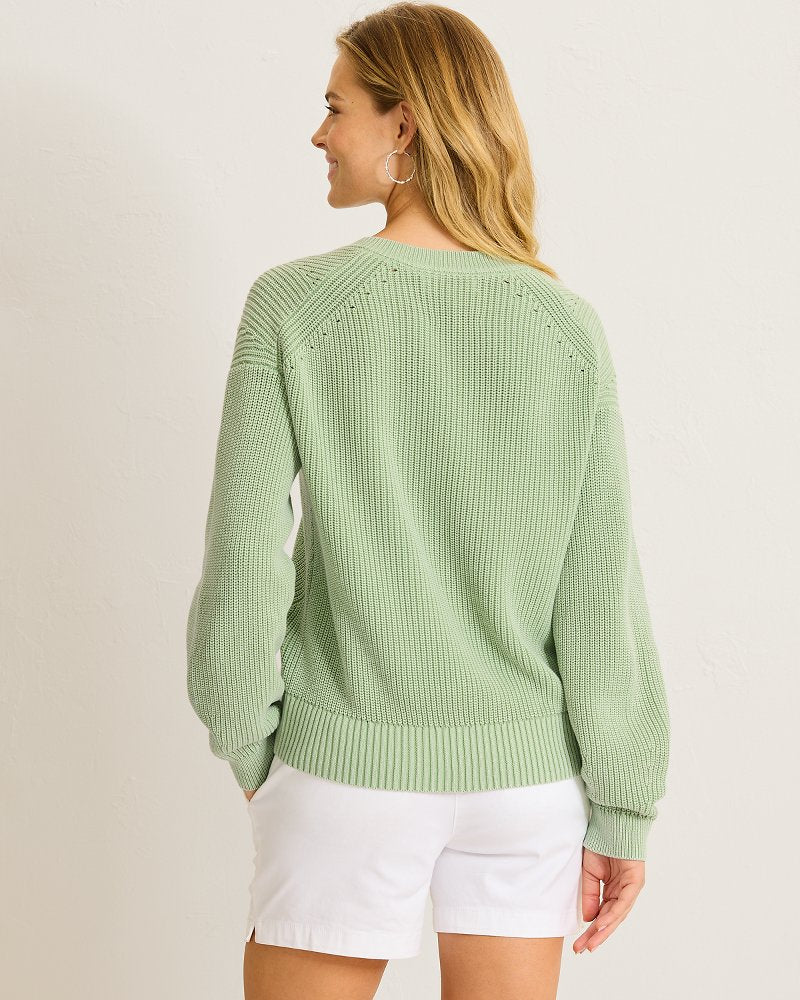 Salt &amp; Sea Wash Wave V-Neck Sweater - Extra Light Margarita