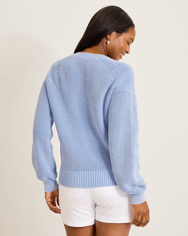 Salt &amp; Sea Wash Wave V-Neck Sweater - Grape Pools