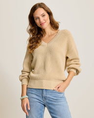 Salt &amp; Sea Wash Wave V-Neck Sweater - Crouton
