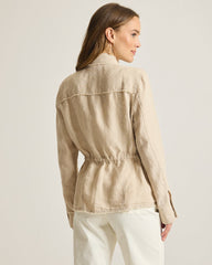 Two Palms Linen Raw-Edge Utility Jacket - Natural
