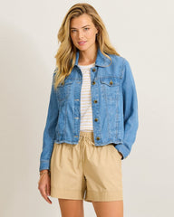 Chambray O'Lei Linen-Blend Jacket - Med Indigo Wash