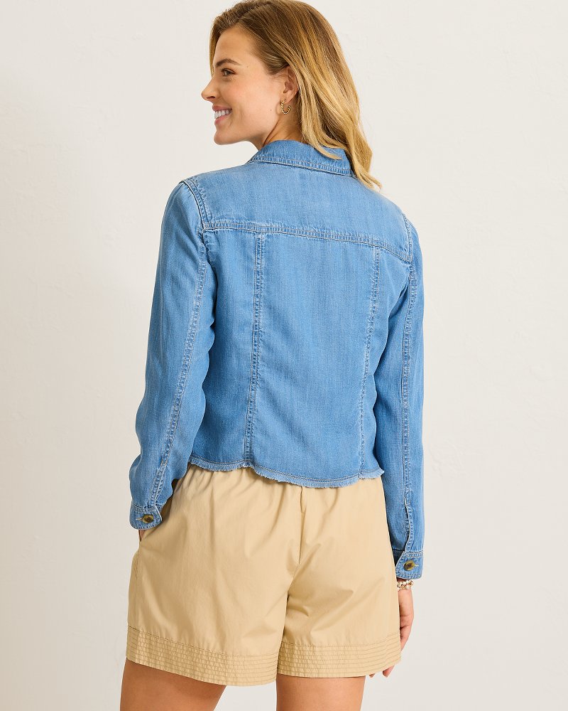 Chambray O'Lei Linen-Blend Jacket - Med Indigo Wash