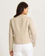Two Palms Patch Pocket Raw-Edge Linen Jacket - Natural
