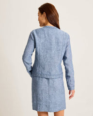 Two Palms Patch Pocket Raw-Edge Linen Jacket - Coastline
