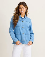 Indigo Herringbone Denim Chore Jacket - Miramar Beach Wash