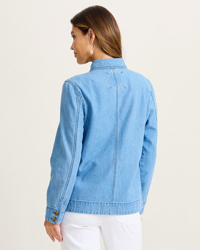 Indigo Herringbone Denim Chore Jacket - Miramar Beach Wash