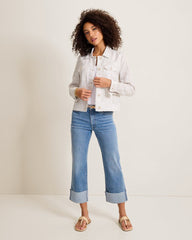 Two Palms Canopy Shores Raw-Edge Linen Jacket - Pure Khaki