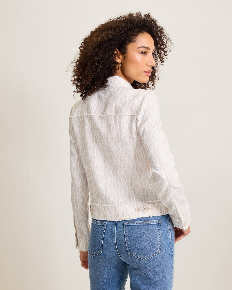 Two Palms Canopy Shores Raw-Edge Linen Jacket - Pure Khaki