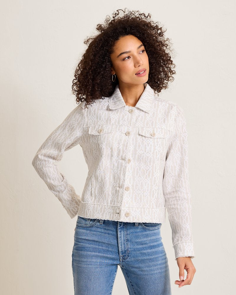 Two Palms Canopy Shores Raw-Edge Linen Jacket - Pure Khaki