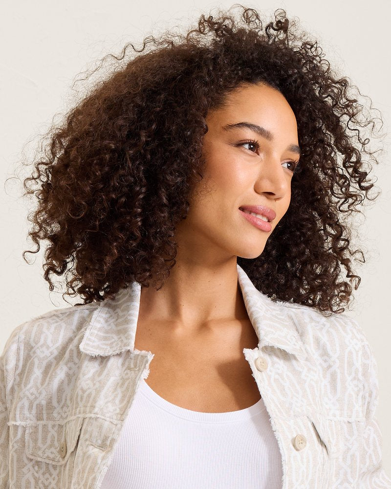 Two Palms Canopy Shores Raw-Edge Linen Jacket - Pure Khaki