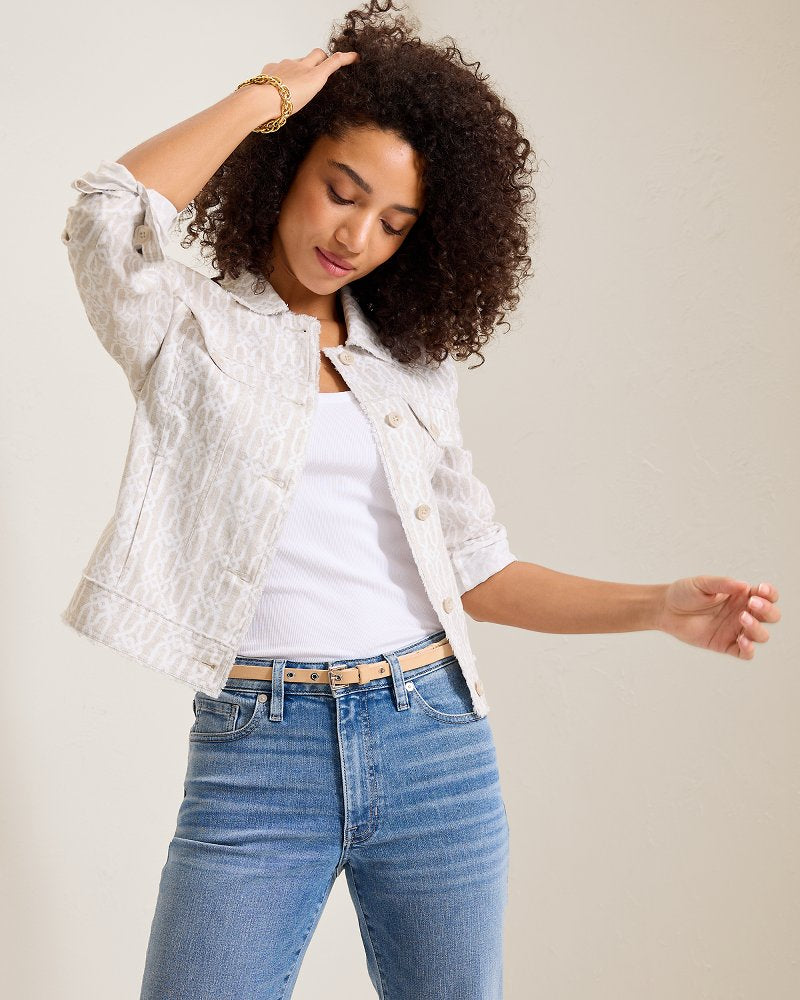 Two Palms Canopy Shores Raw-Edge Linen Jacket - Pure Khaki