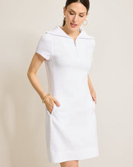 Tobago Bay Half-Zip Collared Dress - White