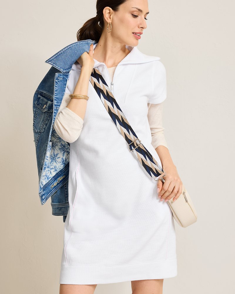 Tobago Bay Half-Zip Collared Dress - White