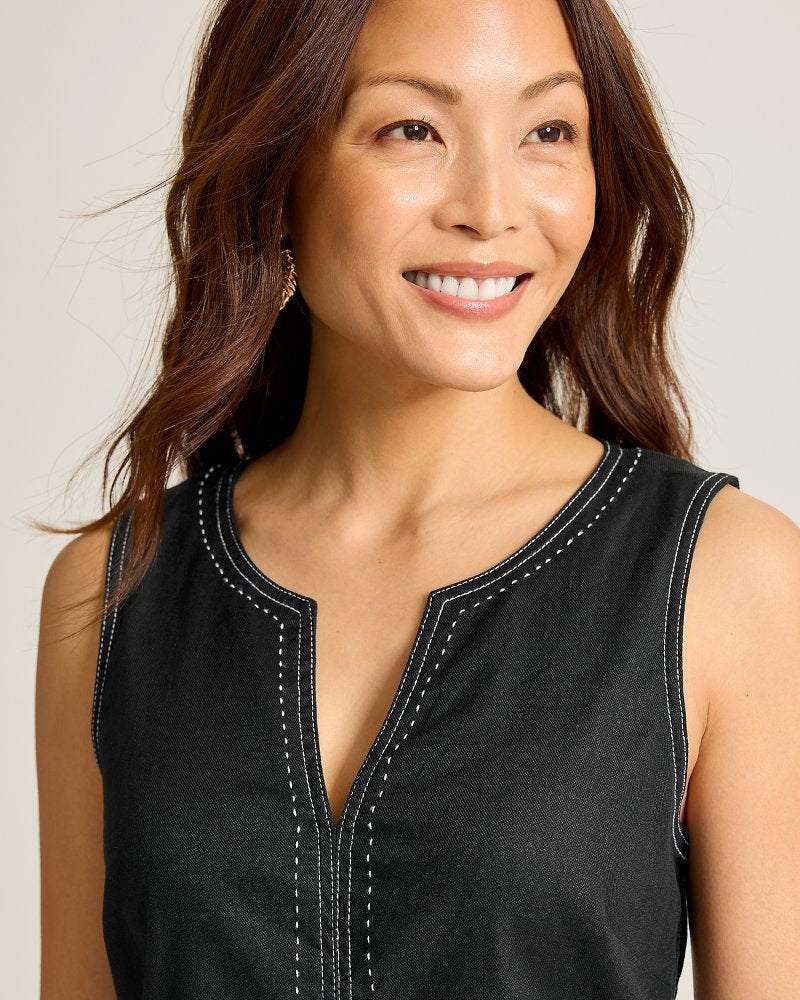 Palm-A-Dora Split-Neck Sheath Dress - Black