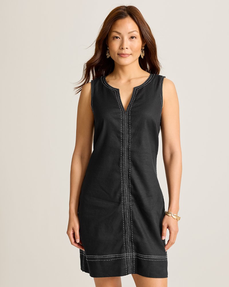 Palm-A-Dora Split-Neck Sheath Dress - Black