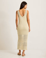Cotton Crochet Midi Dress - Bleached Sand