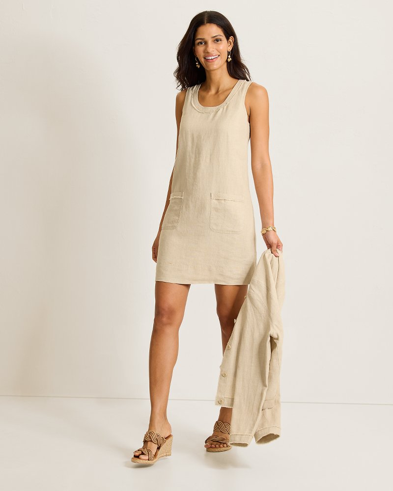 Two Palms Patch Pocket Linen Dress - Natural