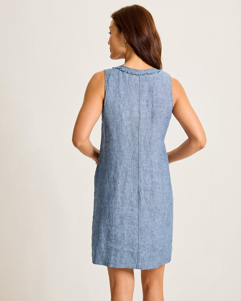 Two Palms Patch Pocket Linen Dress - Coastline
