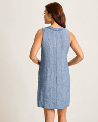 Two Palms Patch Pocket Linen Dress - Coastline