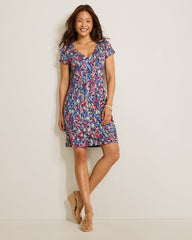 Darcy Sunlit Seas V-Neck Dress - Coastline