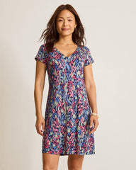 Darcy Sunlit Seas V-Neck Dress - Coastline