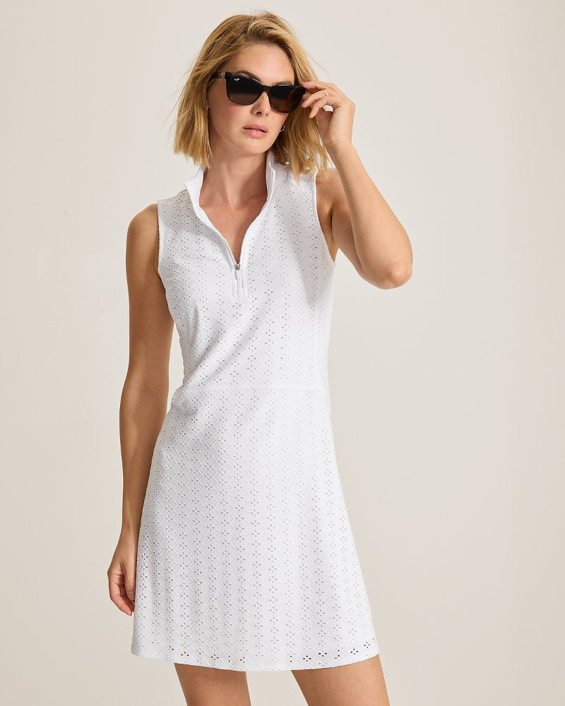 Abby Eyelet Half-Zip IslandZone Dress - White