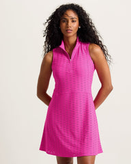 Abby Eyelet Half-Zip IslandZone Dress - Very Berry