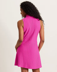 Abby Eyelet Half-Zip IslandZone Dress - Very Berry