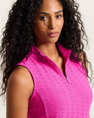 Abby Eyelet Half-Zip IslandZone Dress - Very Berry