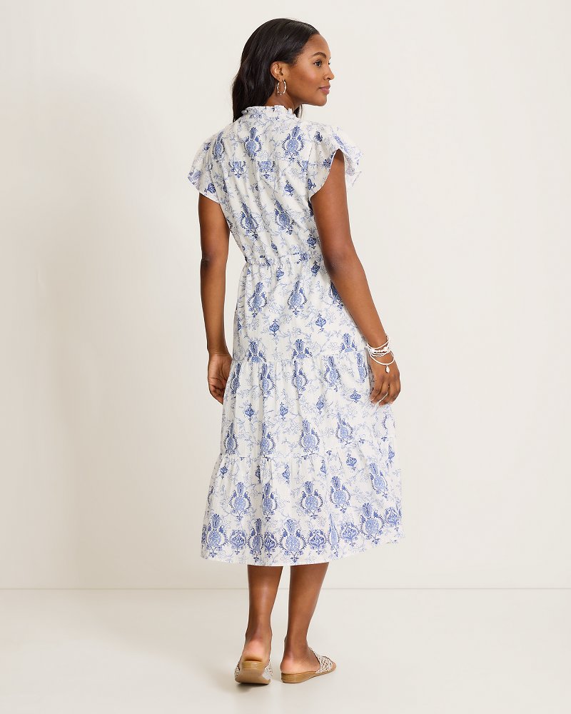 Noble Pineapple Midi Dress - White
