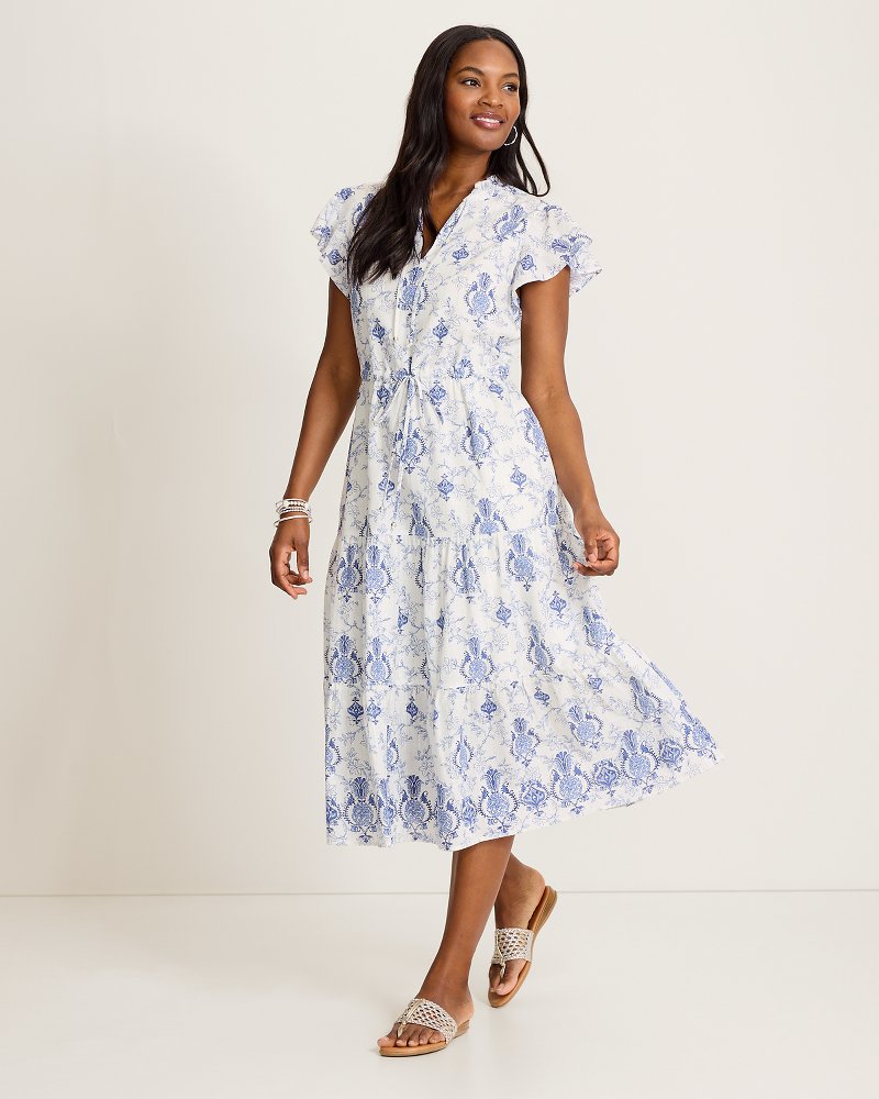 Noble Pineapple Midi Dress - White