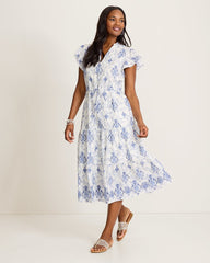 Noble Pineapple Midi Dress - White