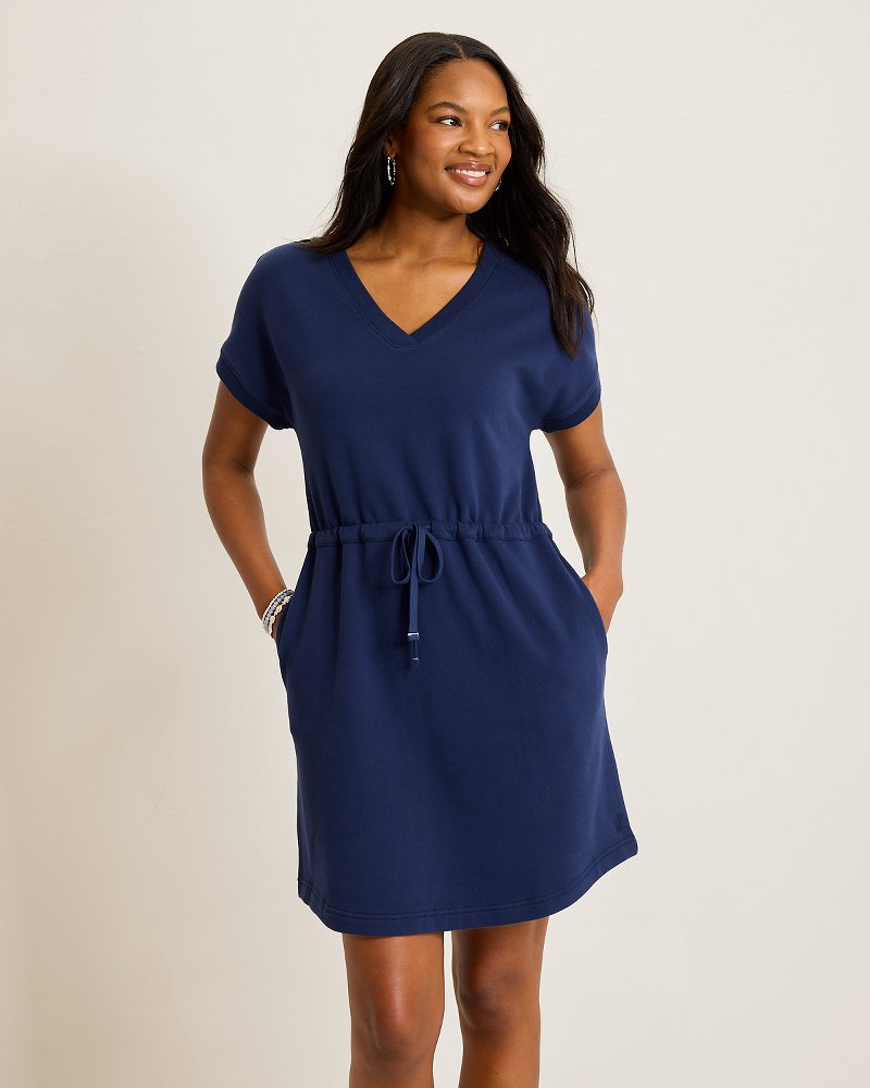 Marina Del Mar V-Neck Cinch-Waist Dress - Coastline