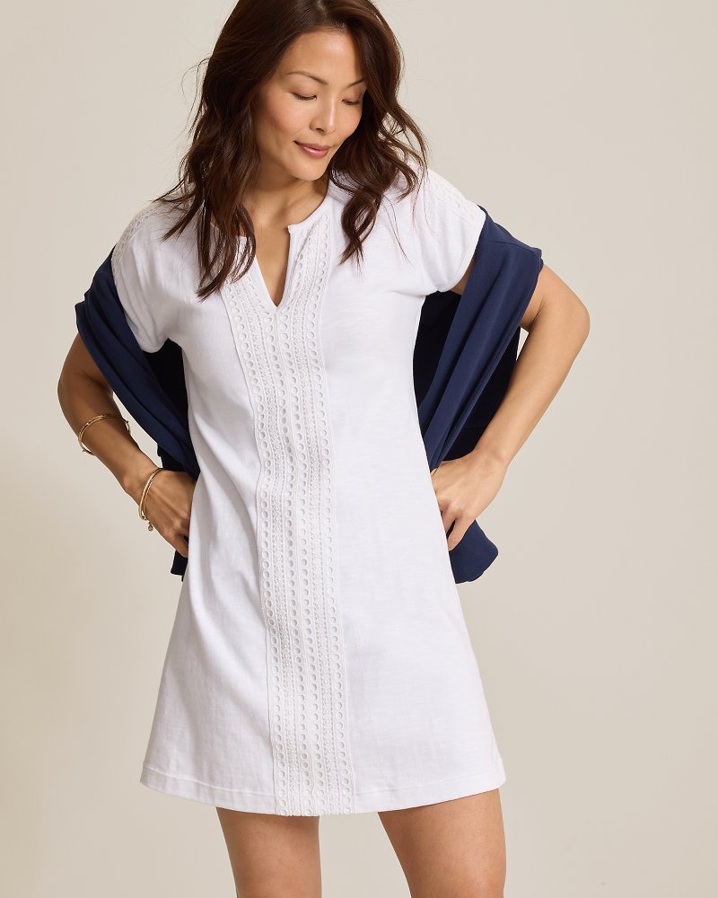 Sunset Harbor Lace-Trim Dress - White