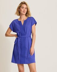 Sunset Harbor Lace-Trim Dress - Bold Blue