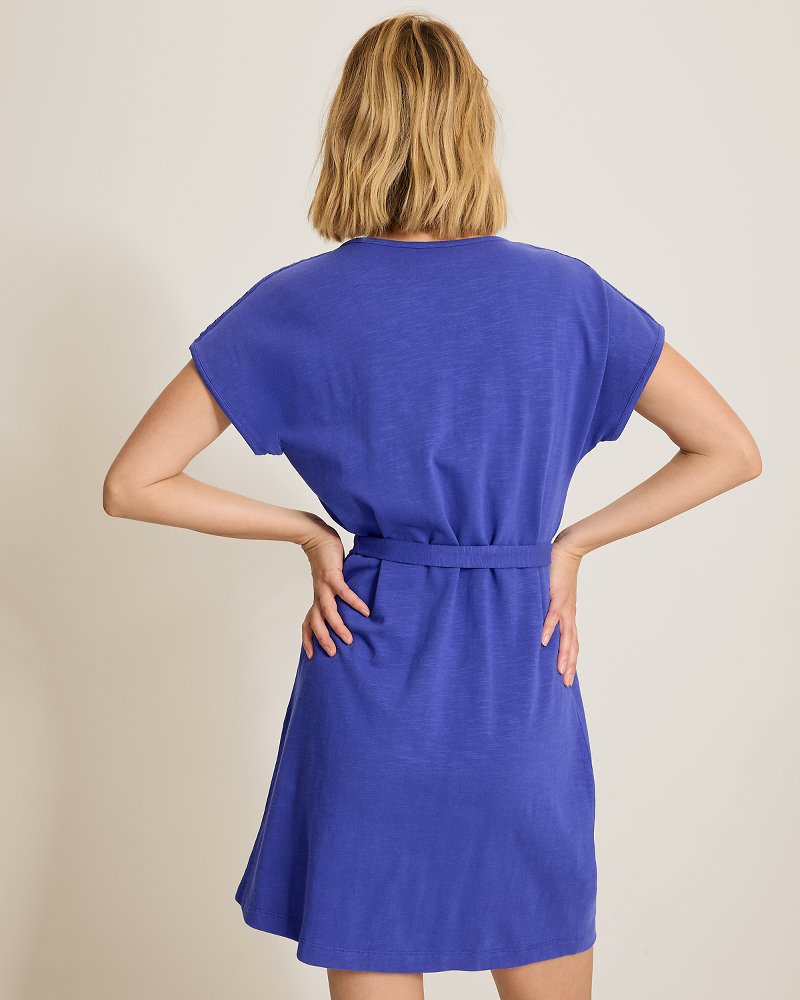 Sunset Harbor Lace-Trim Dress - Bold Blue