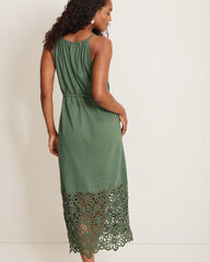 Islandscape Jersey Halter Midi Dress - Dark Jade