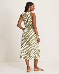 Coastal Zebra Sleeveless Midi Dress - Sea Clay