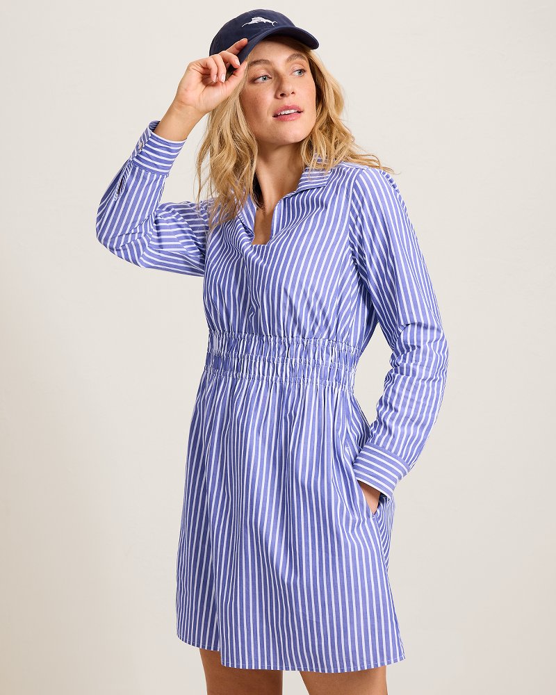 Harbor Isle Long-Sleeve Shirt Dress - Bold Blue