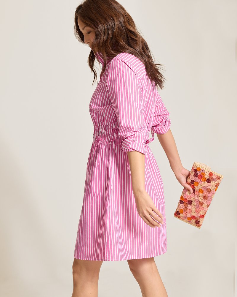 Harbor Isle Long-Sleeve Shirt Dress - Very Berry