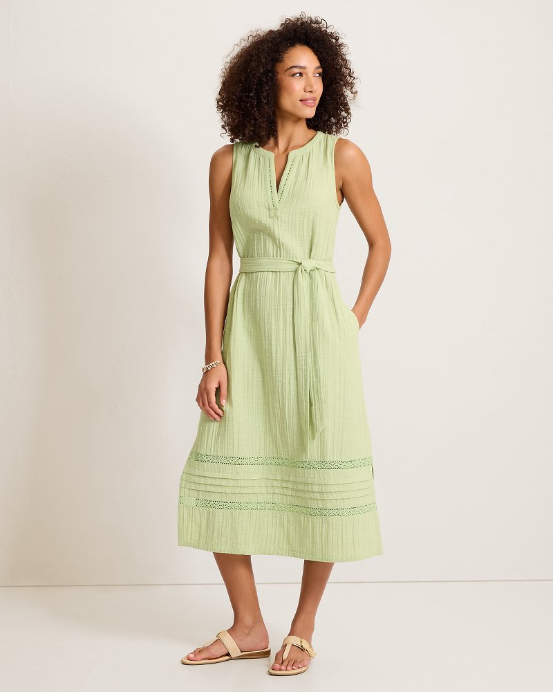 Island Gauze Midi Dress - Light Rosemary