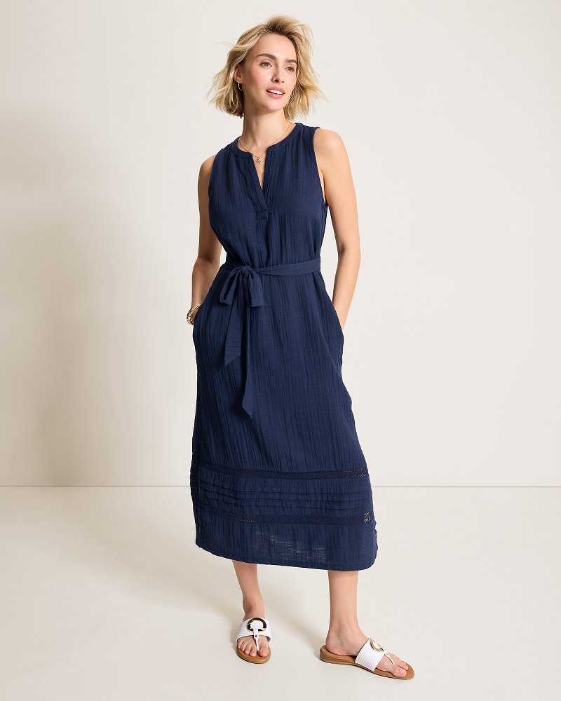 Island Gauze Midi Dress - Coastline