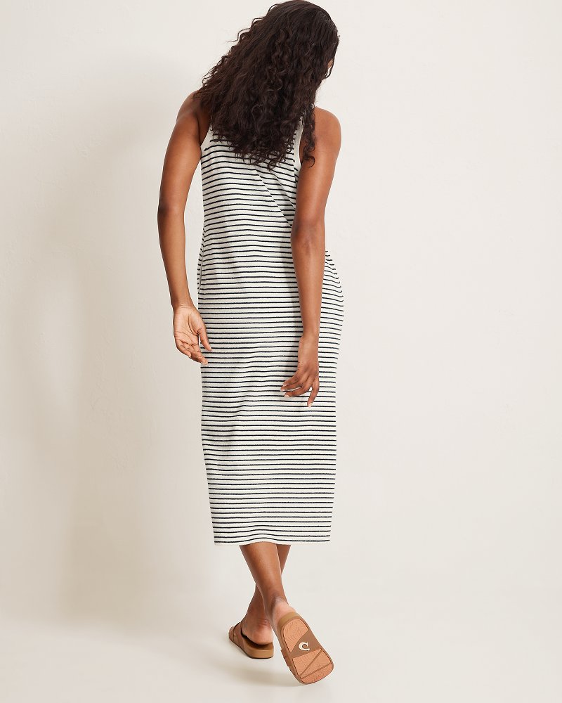 Suncoast Loop Terry Stripe Midi Dress - Coconut