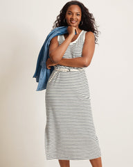 Suncoast Loop Terry Stripe Midi Dress - Coconut